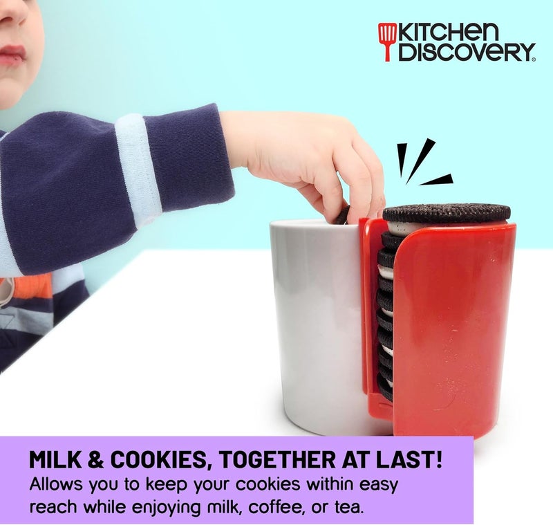 Kitchen Discovery Cup Cookie Holder Cookie Holder for Cup Hooks to Mugs and Milk Glasses to Keep Cookies and Biscuits in Dunking Reach – Cookies Holder, Tea Bag Caddy in Bright Plastic (2) - Image 3